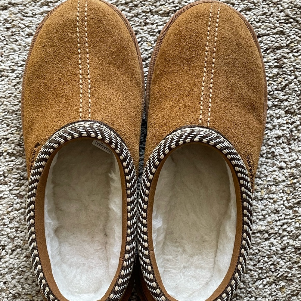Koolaburra Tan Suede Slip-On with Striped Trim